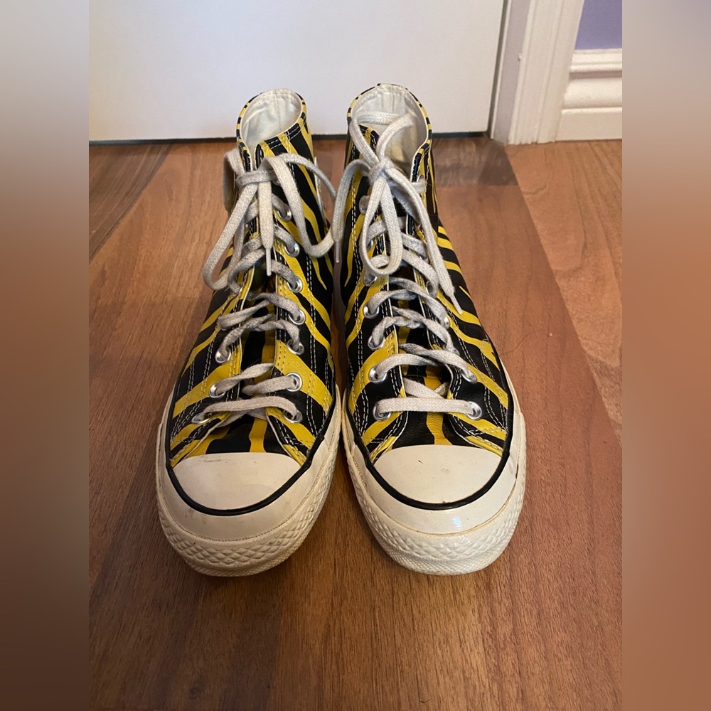 Converse leather zebra striped shoes